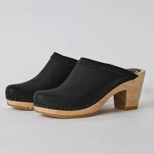 No.6 Old School Clog on High Heel in Black, size 38